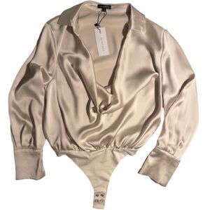 Dynamite Cream Satin Bodysuit